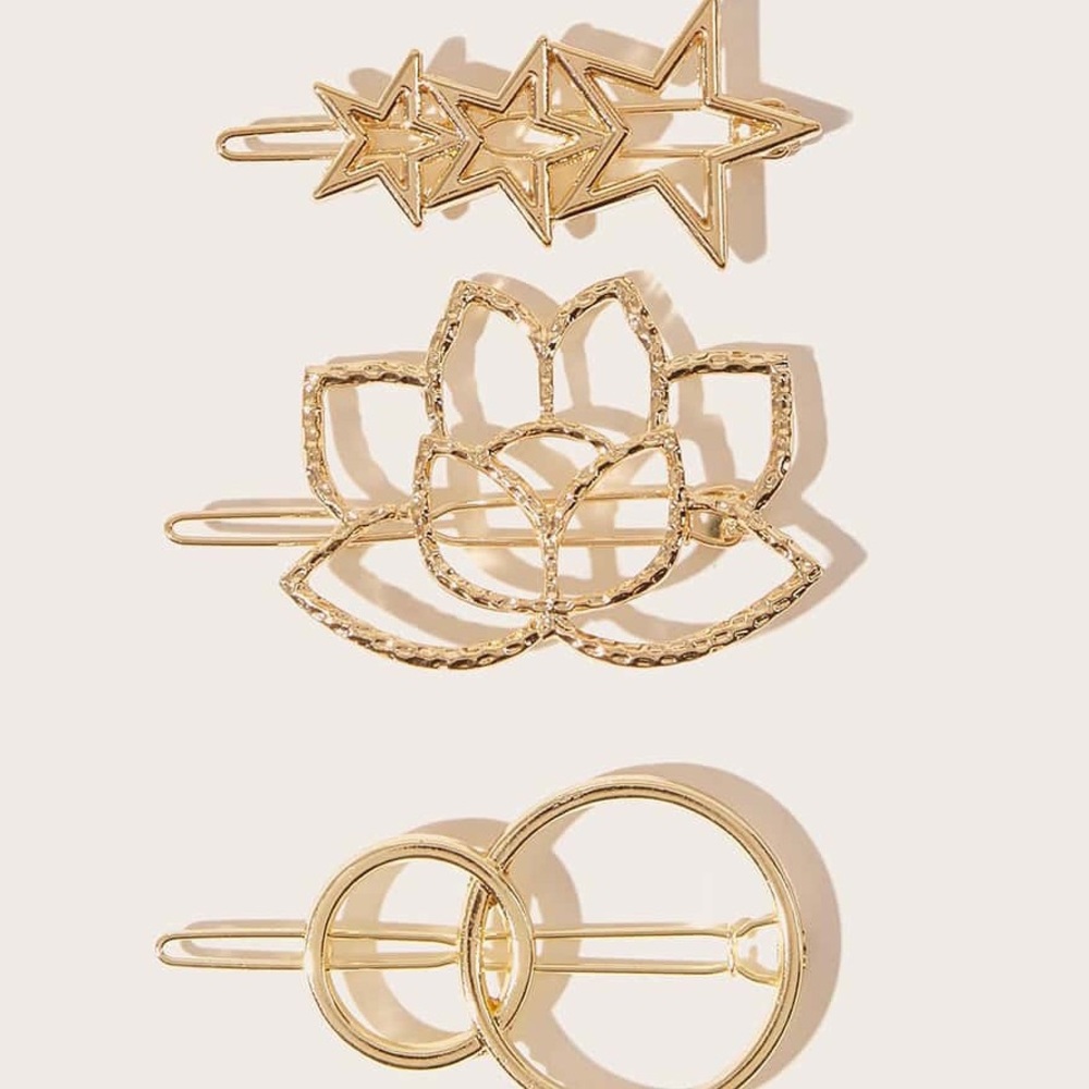 Gold Star and Lotus Hair Clips